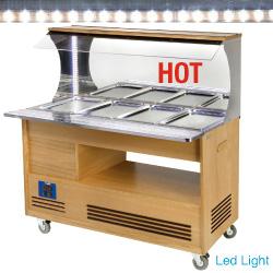 Buffet chauffant mural bain-marie 4x GN1/1-150 en bois de chêne clair - ABM/4A-D1_0
