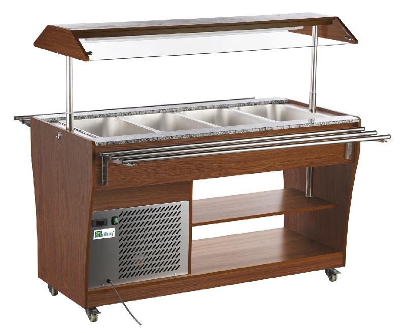 Buffet réfrigéré en bois pour 4 bacs gn1/1 avec rampes de service et dessus granit - RTS-1490L_0