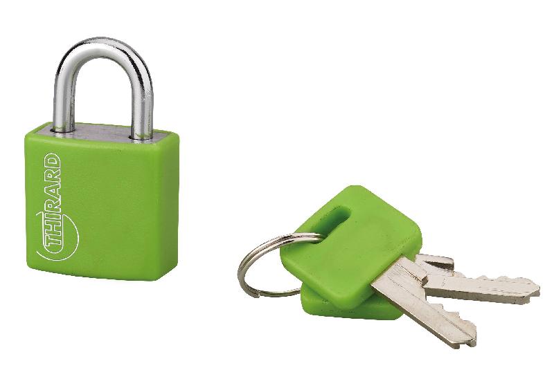 Cadenas à clé Thirard - aluminium coloré 20 mm vert - mécanisme à goupilles et garantie 10 ans_0