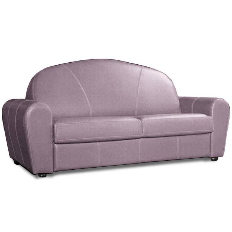 Canapé-lit club Deluxe convertible express 140 cm - cuir vachette coloris parme - matelas 16 cm_0