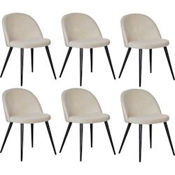 Chaise en velours avec pieds en acier Velvet Lot de 6 Venture Home - beige 3700866352349_0