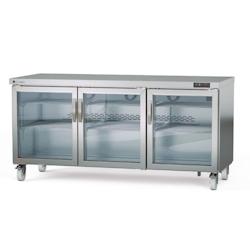 CORECO Meuble Froid Haut Rendement - 3 Portes Vitrees - 0C/+8C - 1837X805X915 - Interieur Et Exterieur Inox Aisi 430 - Roulettes SDV-72 - Acier inoxyd_0