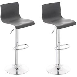 Décoshop26 - Set de 2 tabourets de bar avec repose-pieds eb métal chromé siège en plastique gris 10_0004186 - gris 3000251972832_0
