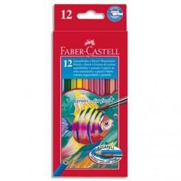 FABER CASTELL ETUI DE 12 CRAYONS DE COULEURS AQUARELLABLES ASSORTIS (+1 PINCEAU)