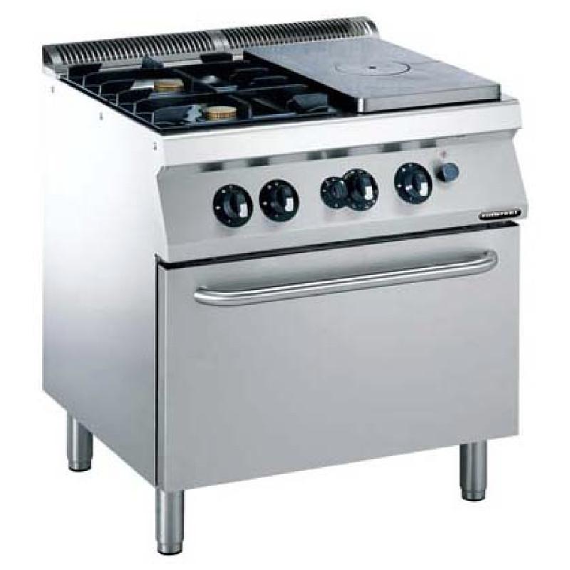 Fourneau monobloc 1/2 plaque coup de feu + 2 feux vifs sur four gaz_0