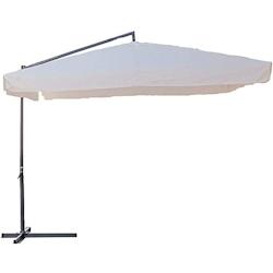 Garden Friend Parasol carré Ami du jardin Bras latéral Couverture en polyester Structure en acier Avec manivelle 3x3 x 3h m blanc - blanc polyester_0