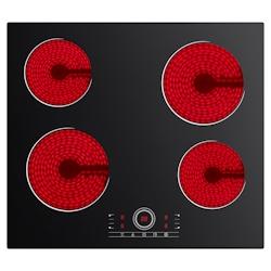 Plaque de cuisson vitrocéramique CDV 60 cm, 4 zones, 9 niveaux, commande tactile, 6000 W, CDVER604 - noir céramique CDVER604_0