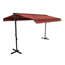 Oviala Business Store double pente avec coffre 3 x 4 m en aluminium grenat - rouge aluminium 103726_0