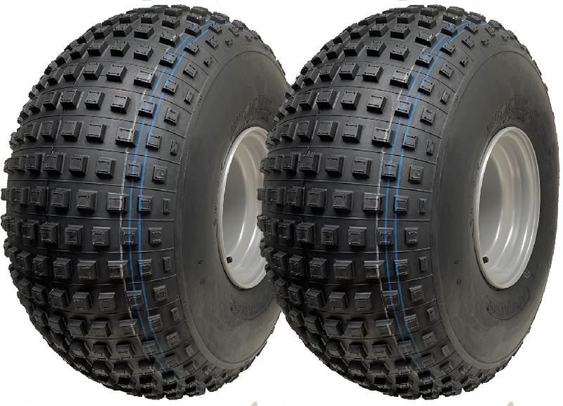 25x12.00-9 Pneu Knobby ATV Quad trailer john deere gator, 4 stud rim - set of 2._0