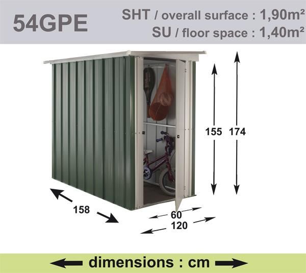 ABRI JARDIN MÉTAL 1,90 M²  YARDMASTER - 54GPE