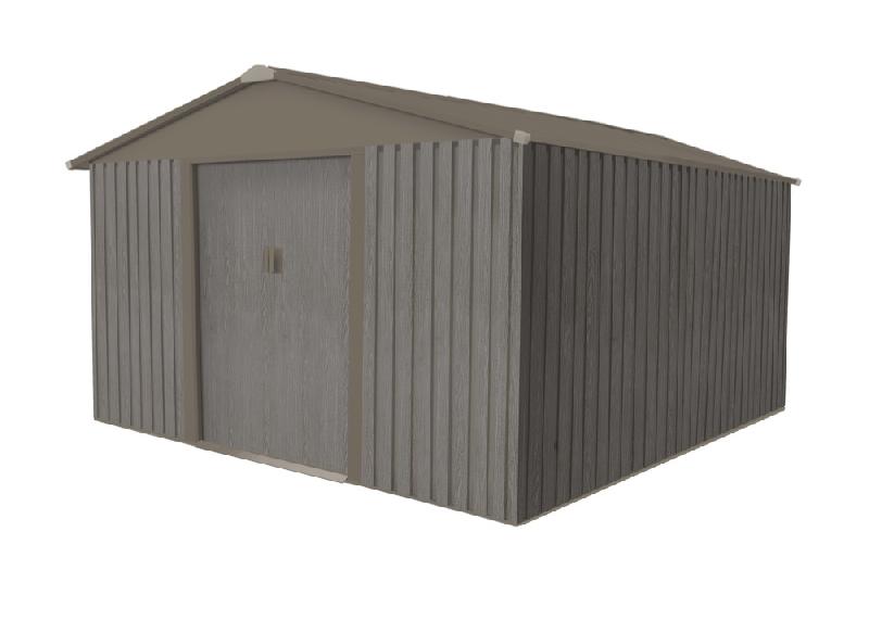 Abri jardin métal - aspect bois vieilli 1010 - 9,66 m² - gris_0
