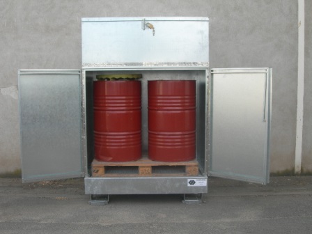 Box de stockage acier avec bac de rétention 220 litres_0