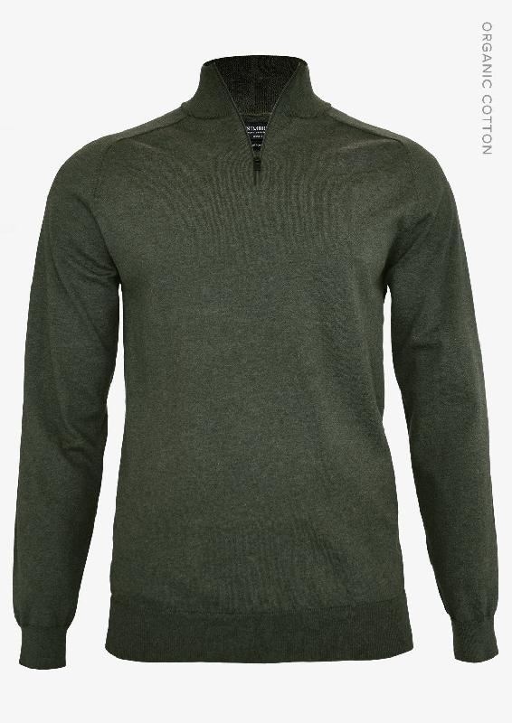 Pull Élégant 1/4-Zip - Brighton 1/4-Zip Homme - Mélange Olive - Nimbus_0