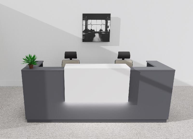 Bureau d'accueil Delta Plus 2 personnes anthracite - Mobel Linea - 204, Blanc mat, Oui, Anthracite_1