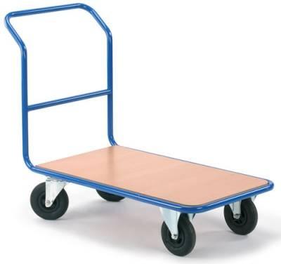 Chariot de manutention Rolléco - roues gonflées - dossier fixe - plateforme bois - 225 kg_0
