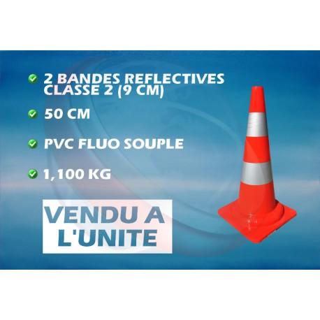 Cone pvc 50 cm orange fluo 2 bandes reflectives_0