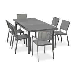 DCB GARDEN Ensemble repas de jardin 6 places en aluminium - DANIA - gris aluminium DANIA-TB210SN+4CH2FT_0