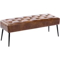 Décoshop26 - Banc banquette rembourré capitonné en synthétique marron orangé pieds métal noir BAN09013 - marron 3000463069603_0