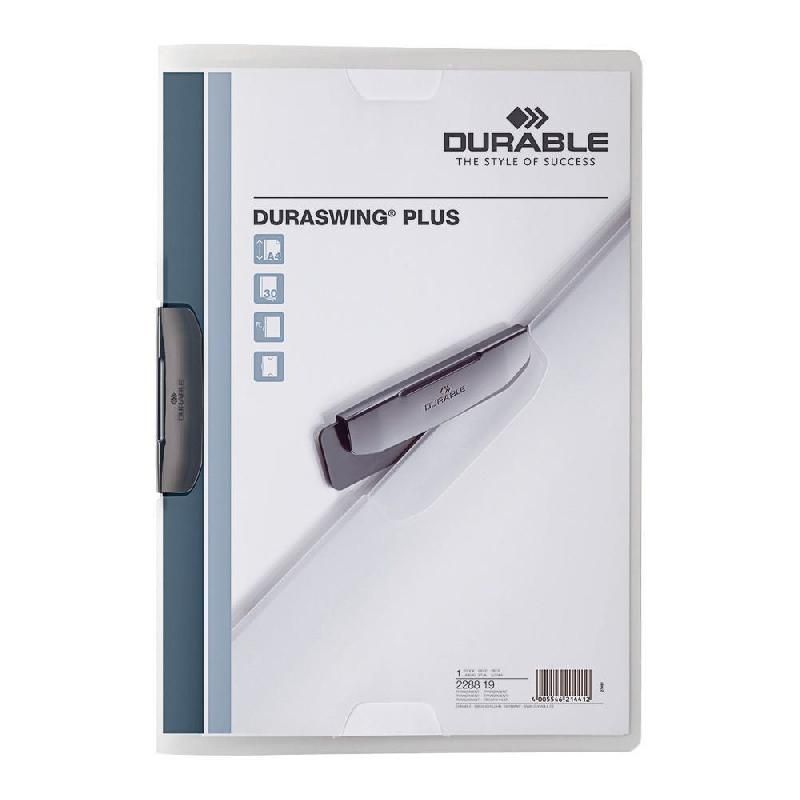 DURABLE CHEMISE À CLIP DURABLE DURASWING® PLUS EN POLYPROPYLÈNE - TRANSPARENT - 30 FEUILLES (PRIX À L'UNITÉ)