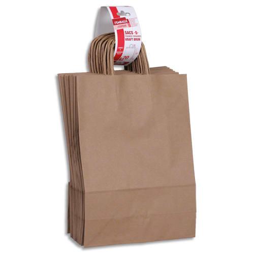 Gpv paquet de 20 sacs à anse torsadée kraft brun 90gr/m². Format 33x24x11cm (s) fsc-m_0