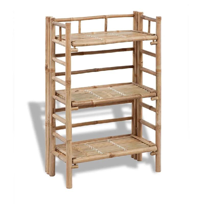 Helloshop26 - Étagère à plantes 3 niveaux design moderne salon rangement optimisé 56 x 30 x 85 cm en bambou naturel 02_0045855 - Bambou 3000233925443_0