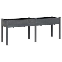 Helloshop26 - Jardinière bac lit surélevé plantes fleurs terrasse jardin avec doublure 203 x 53 x 76 cm bois massif de sapin gris 02_0038128 - 3000_0