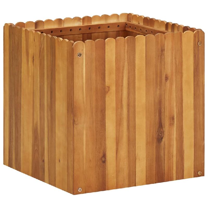 Jardinière surélevée en bois massif d'acacia - 50 x 50 x 50 cm - Plantes et fleurs - Modèle 02_0001071_0