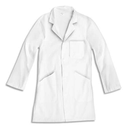 Jpc blouse à manches longues en tissu 100% coton 3 poches, taille l blanche_0