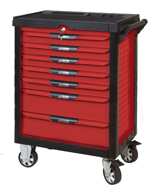 KSTOOLS - Servante d'atelier Pearl Line rouge, 7 tiroirs avec système anti-basculement et fermeture centralisée - 809.0007_0