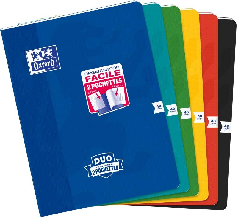 Oxford Lot de 20 Cahier Duo piqué 24x32, 48p./24 feuilles 90g/m², Séyès, coloris assortis (8) - 3020120253084_0