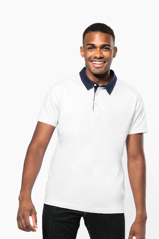 Polo jersey bicolore homme - Réf: K260 - Kariban - 100% coton - Col chemise contrasté_0