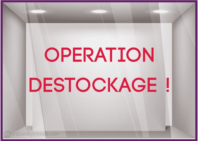 Sv73l57 x h18r031 - Adhésif pour vitrine - Stickers vitrines - Dimensions 57 x 18 cm - Lettrage 'Opération Déstockage'_0