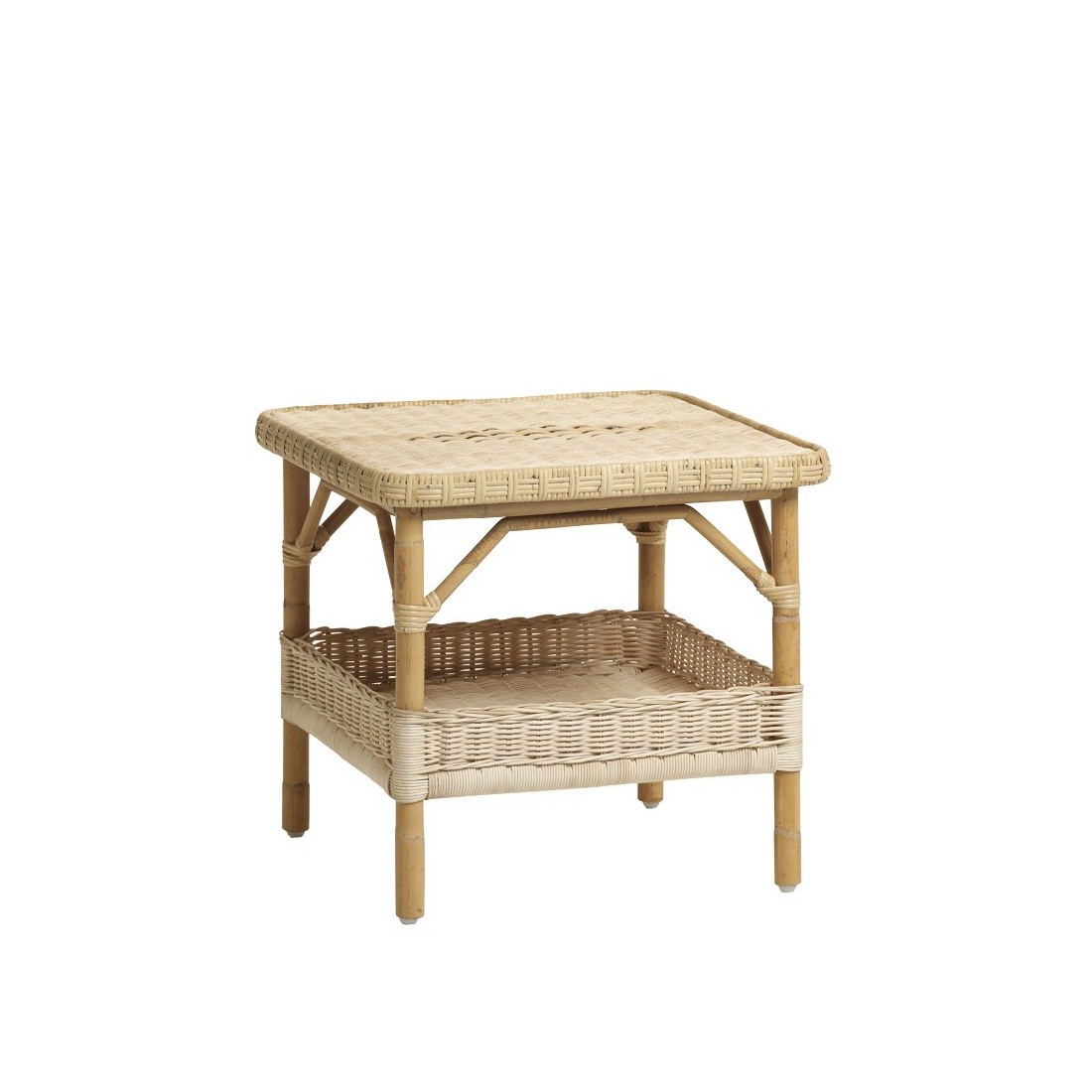 Table basse en rotin Nantucket PM naturel - structure en rotin et tressage motif diamant_0