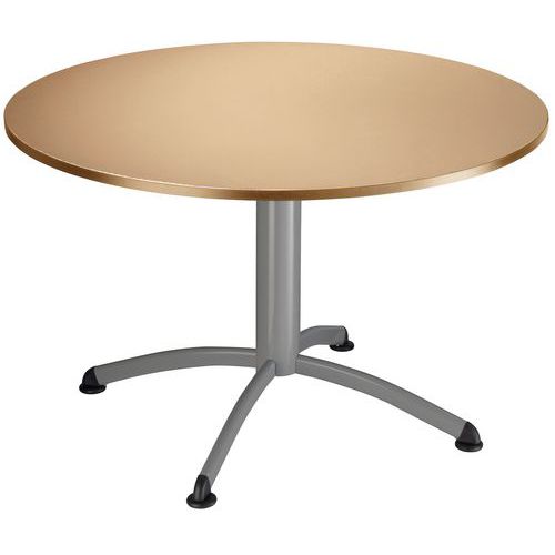 TABLE LOUISIANNE DIAMÈTRE 120 STRATIFIÉ HÊTRE PIÈTEMENT ALU