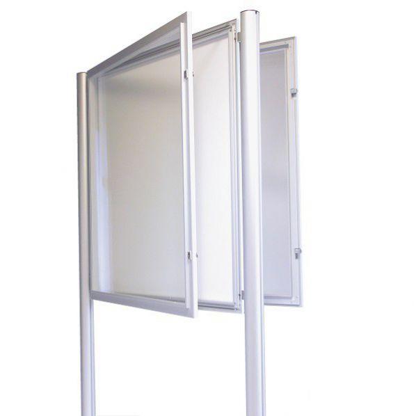 Vitrine sur pied à visser double face - verre polycarbonate - 9 x A4 - 2 serrures - vitrage hautement sécurisé - Rolléco_0