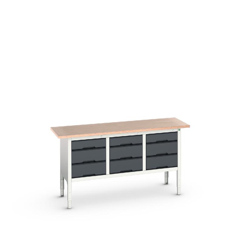 Établi Verso Monobloc Fixe Mpx - 9 tiroirs - Hauteur réglable - 1750x600x830-930 mm_0