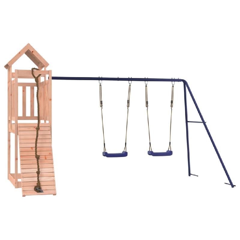 AIRE DE JEUX D\'EXTÉRIEUR BALANÇOIRES TOBOGGAN PORTIQUES ROBUSTE 314 X 186 X 214 CM JEUX JARDIN BOIS MASSIF DE DOUGLAS 02_0004966_0