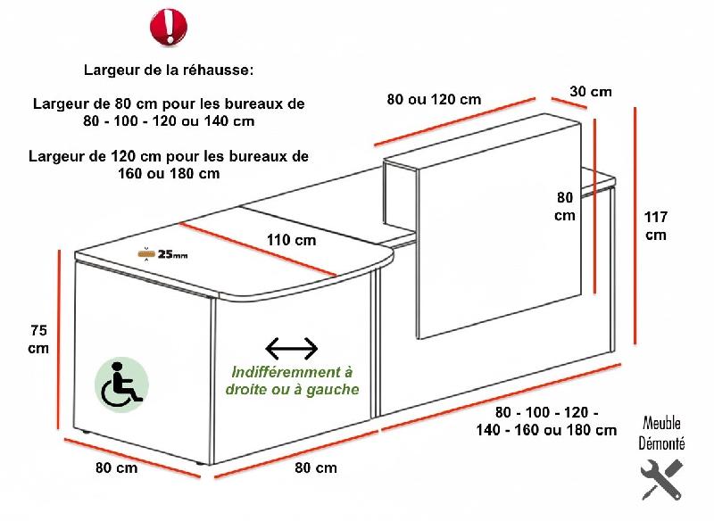 Bureau d'accueil Pano avec partie PMR - Ofitres - 160, Blanc, Bleu marine brillant_1