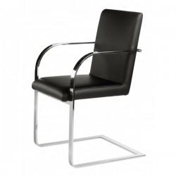 Chaise de réunion Dexter - piètement luge chromé et revêtement similicuir - idéale pour accueil et salles de réunion_0