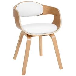 Décoshop26 - Chaise de bureau salle à manger visiteur design scandinave en bois clair et assise en PVC blanc 10_0001906 - blanc 3000250731348_0