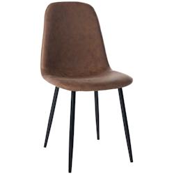 Décoshop26 - Chaise de salle à manger x1 design simple avec pieds en métal noir assise en PVC marron 10_0002076 - marron 3000250828635_0