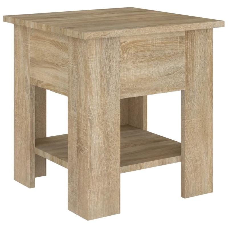 Décoshop26 - Petite table basse table d'appoint chevet avec étagère 40 x 40 x 42 cm bois d'ingénierie couleur chêne DEC038930 - Bois massif 30002_0