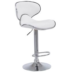 Décoshop26 - Tabouret de bar chaise de bar hauteur réglable avec repose pieds en synthétique blanc et métal  10_0000078 - blanc 3000881969608_0