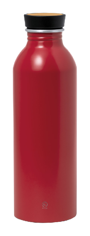 Gourde de sport en aluminium recyclé - 550 ml - Couvercle en bambou - Rouge_0