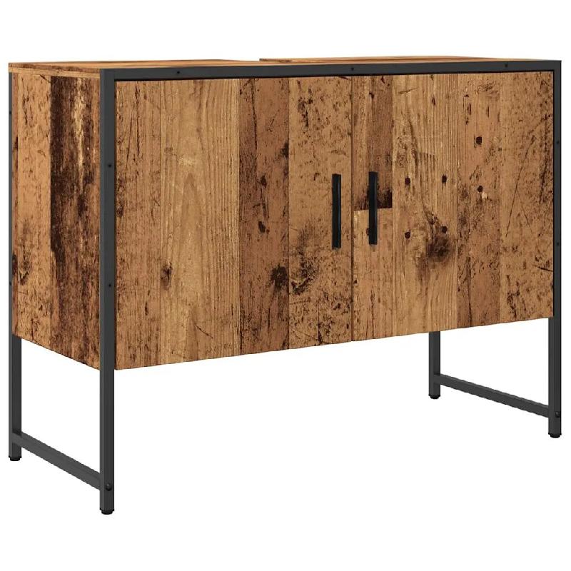 Helloshop26 - Armoire de salle de bain vintage peu encombrante rangement 80 x 33 x 60 cm en bois vieux bois 02_0051183 - métal 3000236781824_0