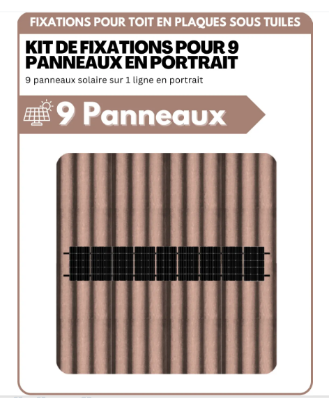 Kit de Fixation 9 panneaux solaire pour toit en plaques sous tuiles (PST) - Orientation Portrait - SOLUSUN_0
