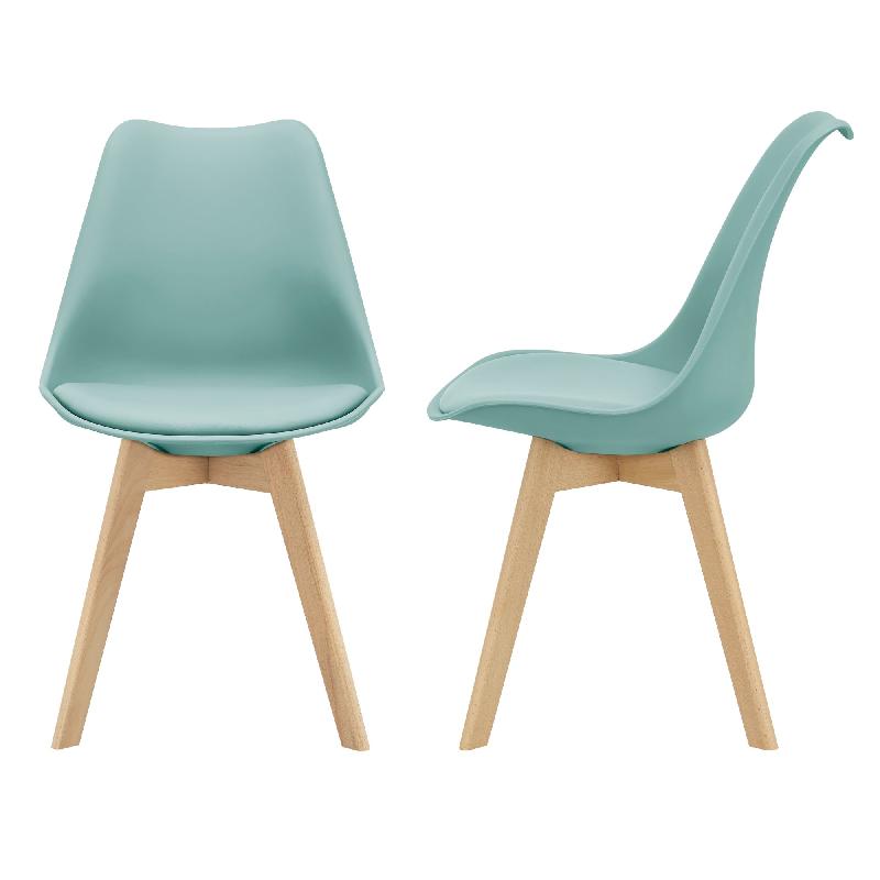 LOT DE 2 CHAISES SIÈGE DE SALLE À MANGER CUISINE SCANDINAVE SYNTHÉTIQUE HÊTRE 81 CM VERT 03_0002771_0