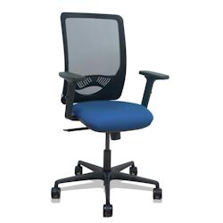 Piqueras y Crespo Silla Zulema sincro malla negra asiento bali azul marino brazos 2D ruedas 65mm - bleu multi-matériau 390SM840B200B2DB68R65_0