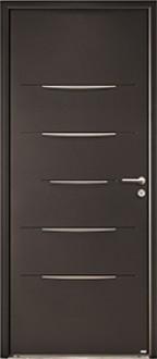 Portes battantes mixtes alu/bois contemporaines sans vitrage - modèle Alinéa avec options sur-mesure_0