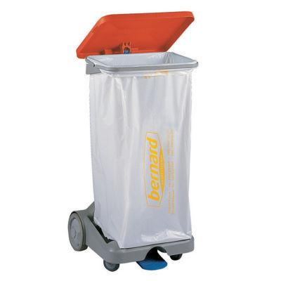 Support sac poubelle d'intérieur 4 roues à pédale rouge avec couvercle 110 L_0